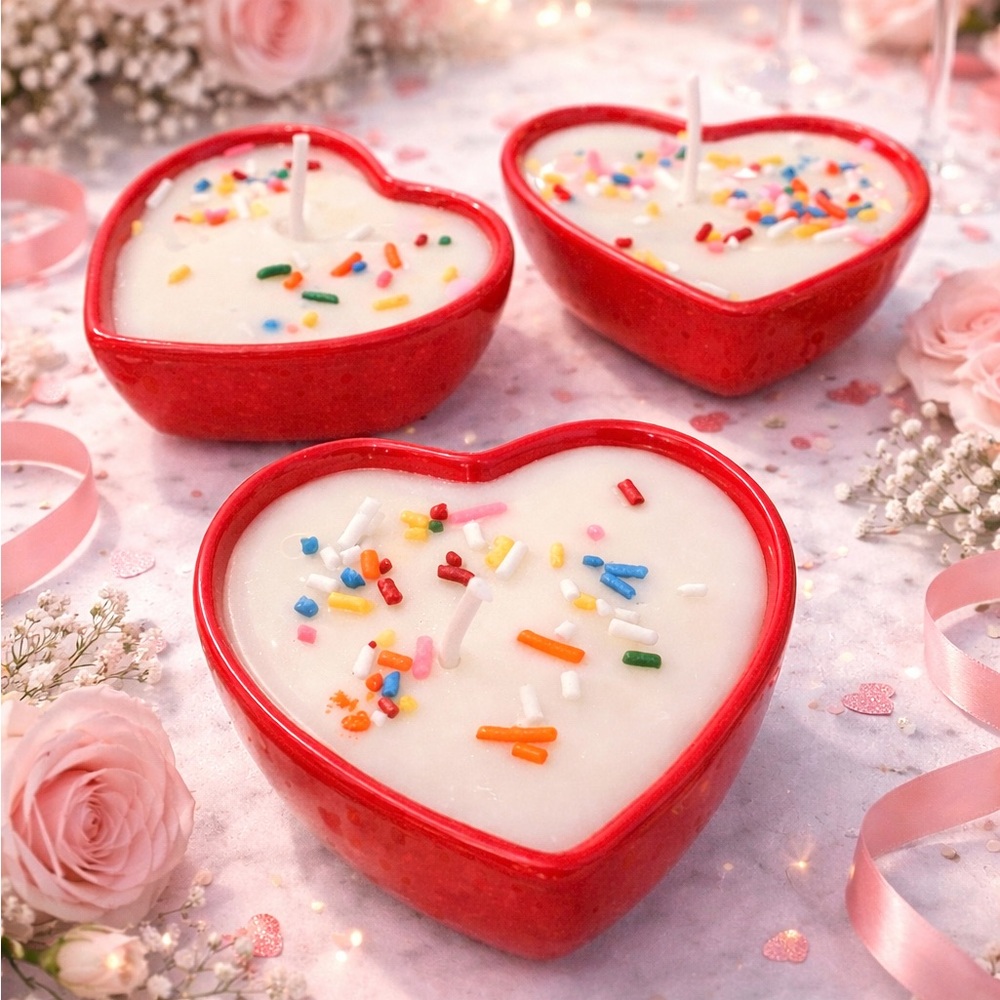 Valentines Heart Candles(Wedding Cake Scented)